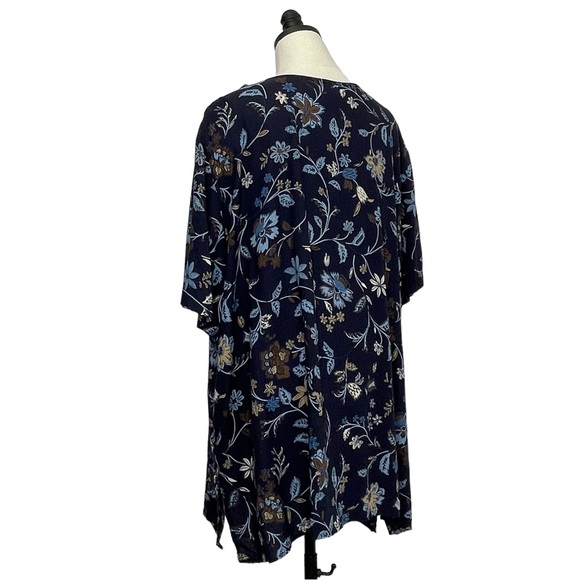 Capistrano Essentials V-neck Button-up Blue Floral Print Size 26/28 - Picture 6 of 9